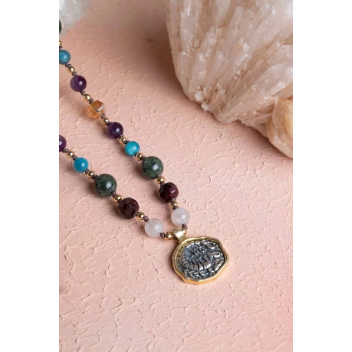 Sertifikalı Akrep Burcu Doğal Taş Makrome Kolye