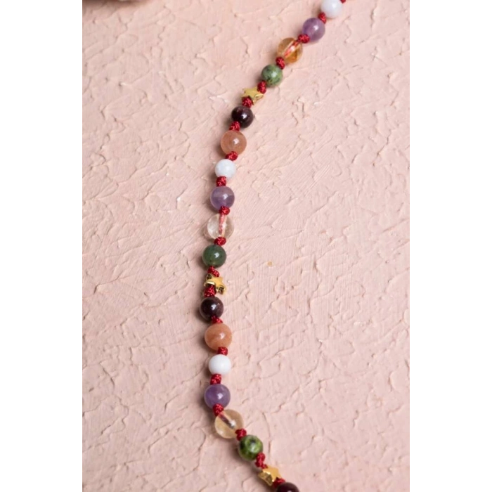 Sertifikalı Akrep Burcu Gümüş Yıldızlı Doğal Taş Kolye