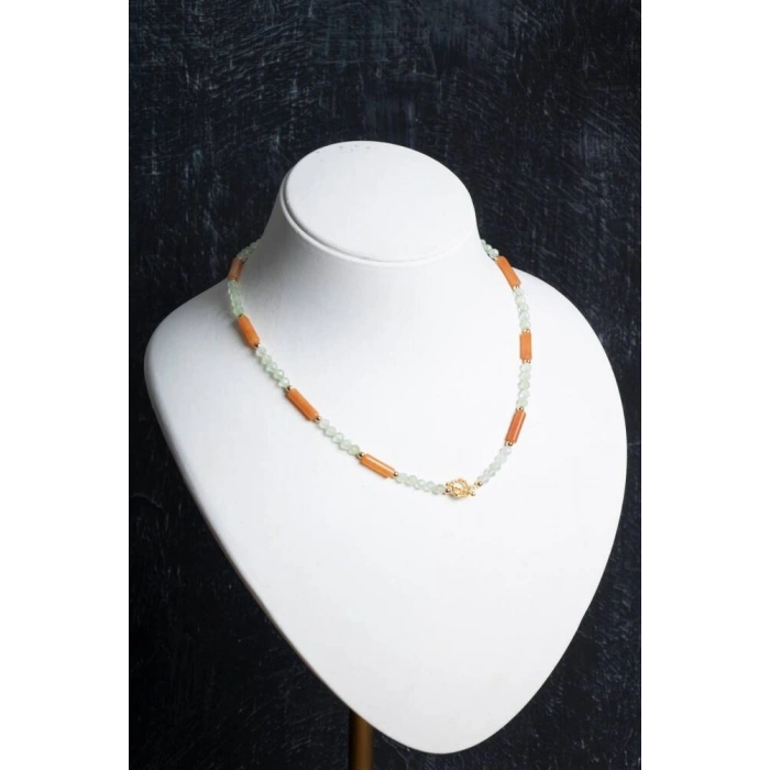 Sertifikalı Akuamarin, Turuncu Aventurin Gümüş Kapama Doğal Taş Kolye