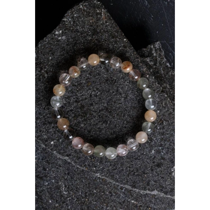 Sertifikalı Altın Rutilli Kuvars Doğal Taş Bileklik (SK:169)