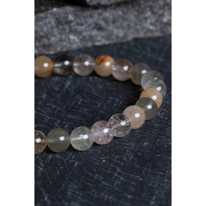 Sertifikalı Altın Rutilli Kuvars Doğal Taş Bileklik (SK:169)