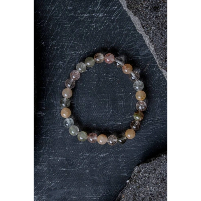 Sertifikalı Altın Rutilli Kuvars Doğal Taş Bileklik (SK:169)