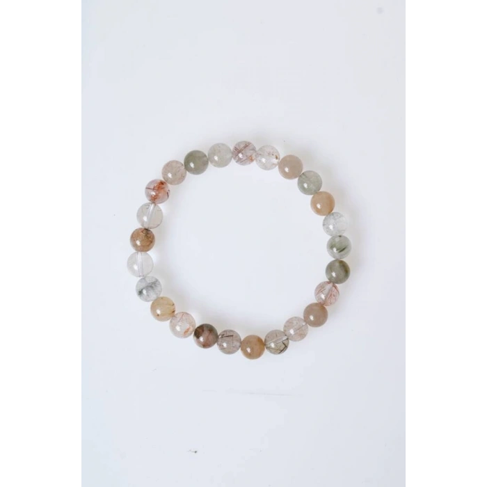 Sertifikalı Altın Rutilli Kuvars Doğal Taş Bileklik (SK:169)