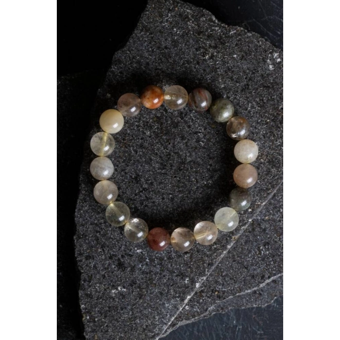 Sertifikalı Altın Rutilli Kuvars Doğal Taş Bileklik (SK:173)