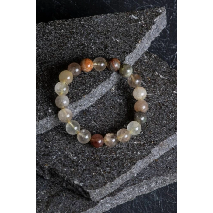 Sertifikalı Altın Rutilli Kuvars Doğal Taş Bileklik (SK:173)