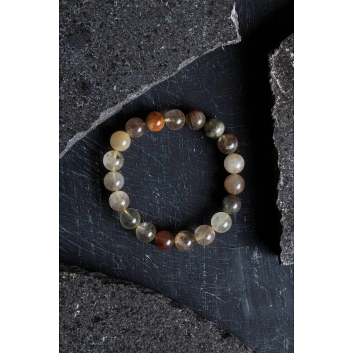 Sertifikalı Altın Rutilli Kuvars Doğal Taş Bileklik (SK:173)