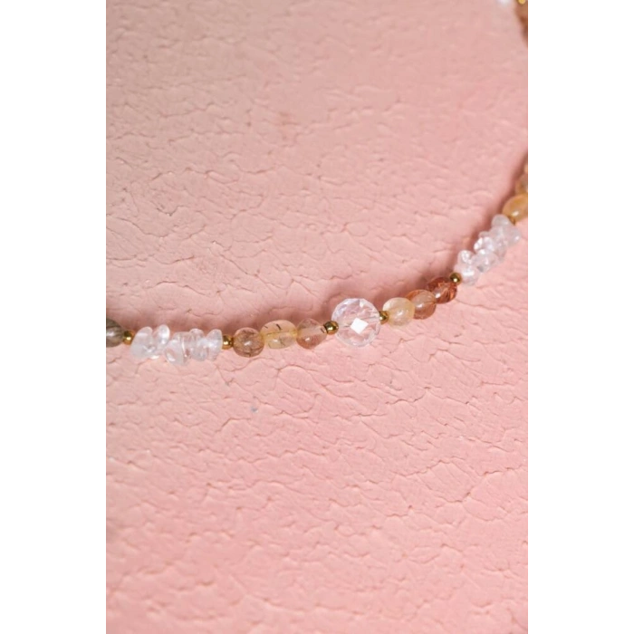 Sertifikalı Altın Rutilli Kuvars, Kuvars, Hematit Doğal Taş Kolye (SK:023)