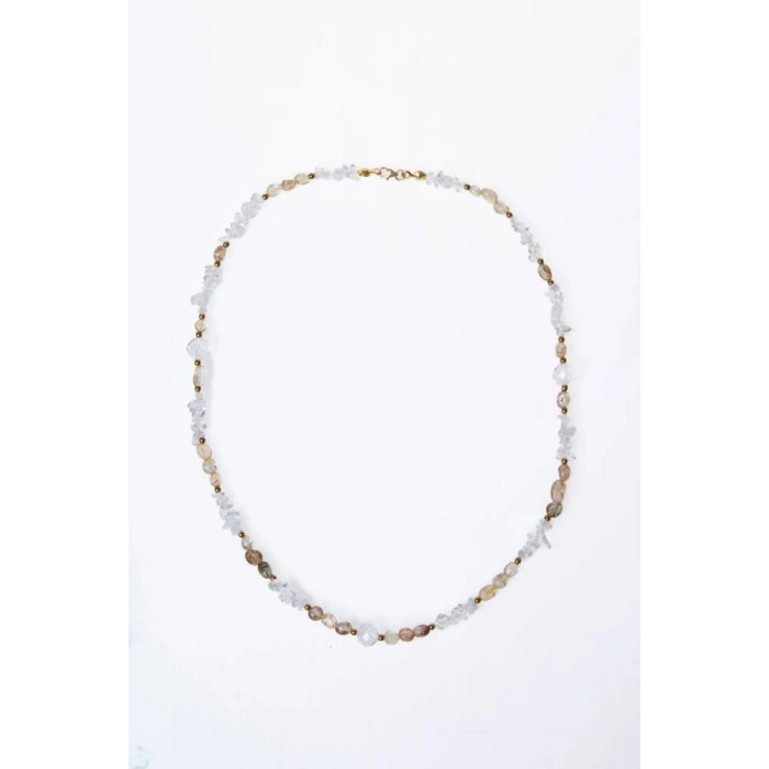 Sertifikalı Altın Rutilli Kuvars, Kuvars, Hematit Doğal Taş Kolye (SK:023)