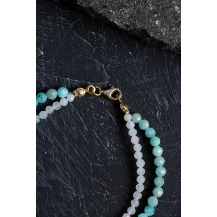 Sertifikalı Amazonit, Ay Taşı, Yakut Doğal Taş Bileklik