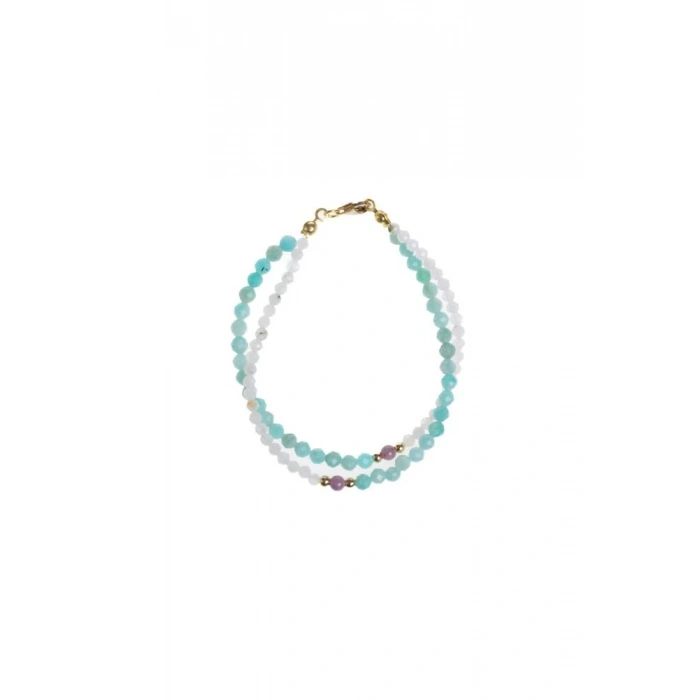 Sertifikalı Amazonit, Ay Taşı, Yakut Doğal Taş Bileklik