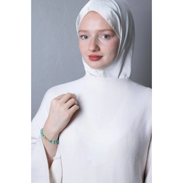 Sertifikalı Amazonit Elmas Kesim Fasetli  Gümüş Kapama Doğal Taş Bileklik-8mm (SK:408)