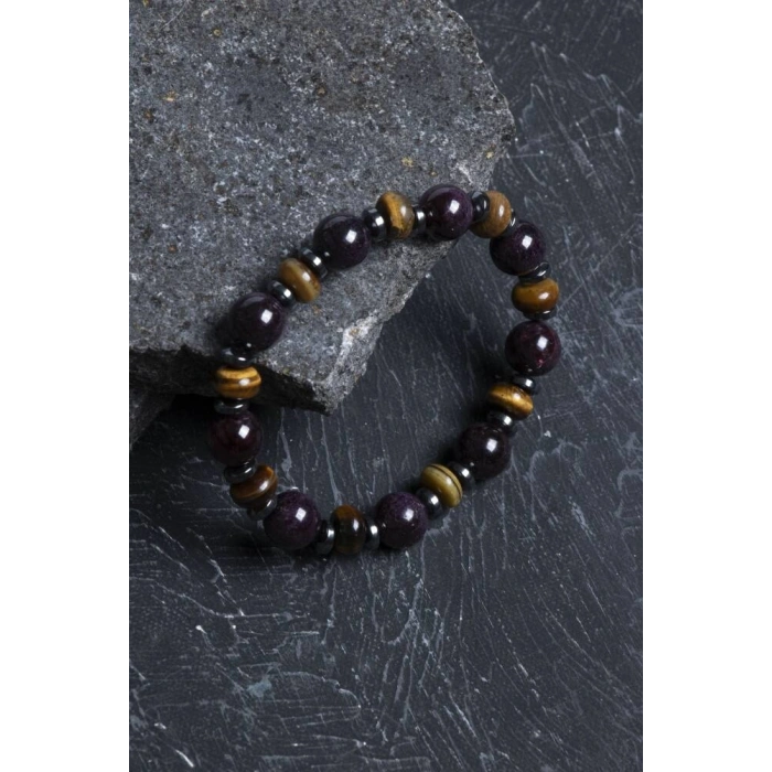 Sertifikalı Ametist, Kaplan Gözü , Hematit Doğal Taş Bileklik