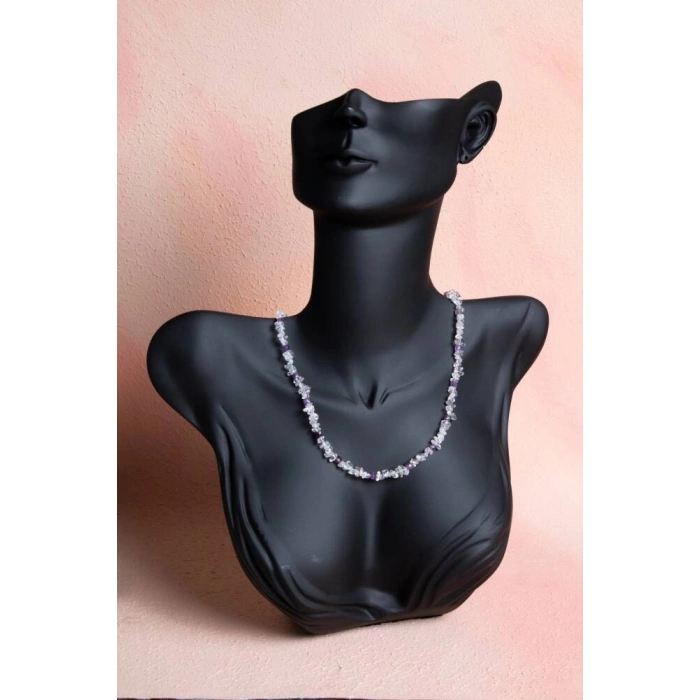 Sertifikalı Ametist, Kuvars Doğal Taş Kolye (SK:026)