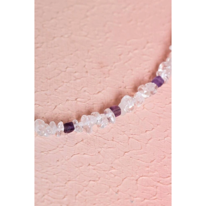 Sertifikalı Ametist, Kuvars Doğal Taş Kolye (SK:026)