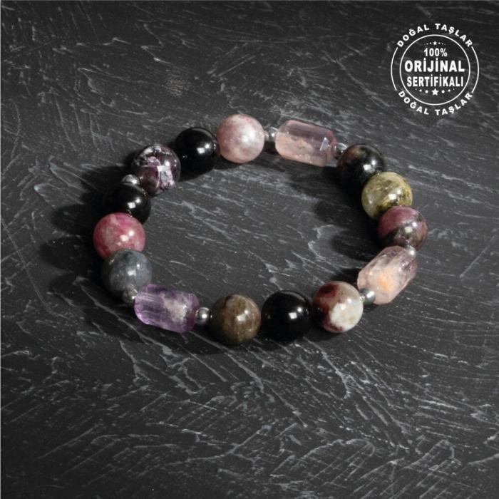 Sertifikalı Ametrin Turmalin Doğal Taş Bileklik