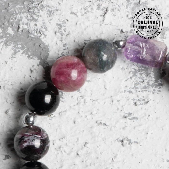 Sertifikalı Ametrin Turmalin Doğal Taş Bileklik
