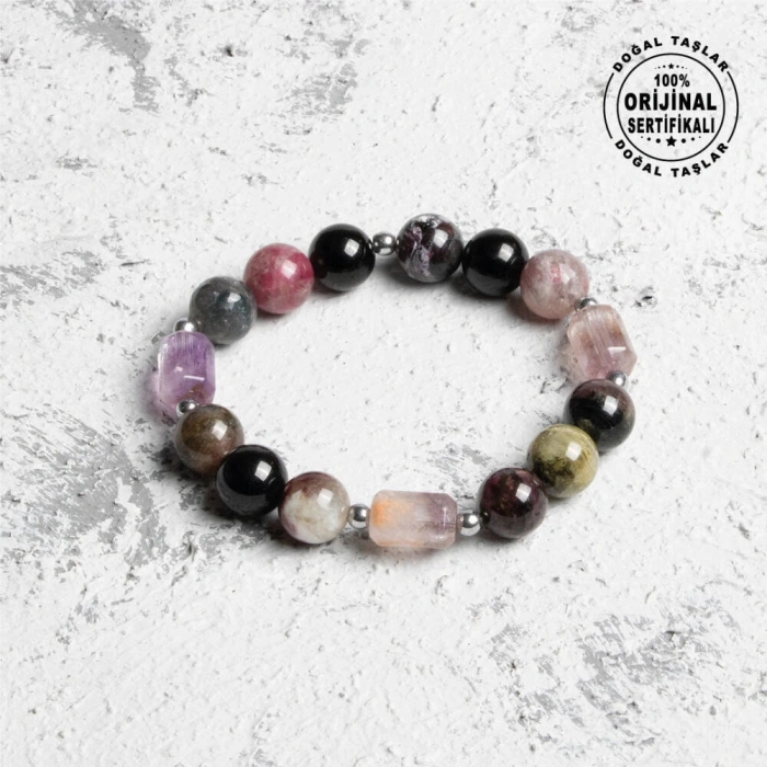 Sertifikalı Ametrin Turmalin Doğal Taş Bileklik