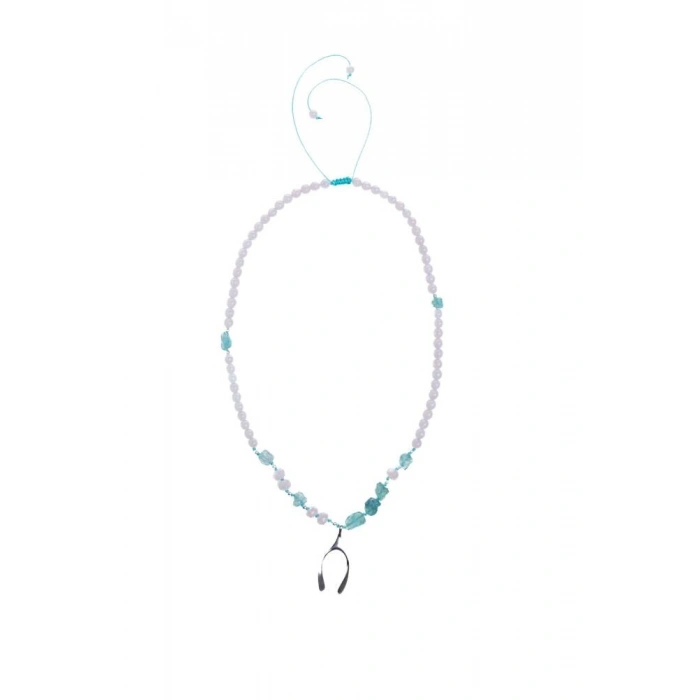 Sertifikalı Apatit, Ay Taşı Gümüş Kapama Doğal Taş Kolye