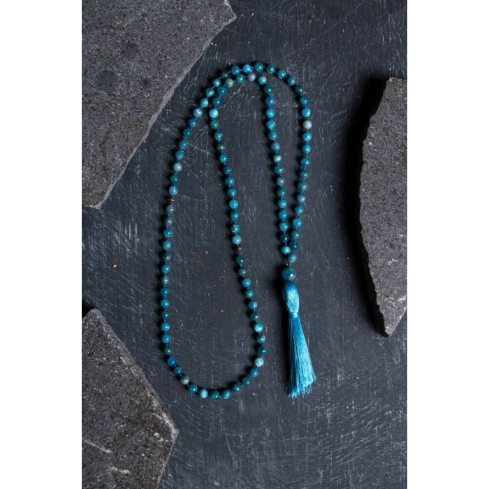 Sertifikalı Apatit Doğal Taş Kolye Tesbih 99luk - 6mm (SK:209)