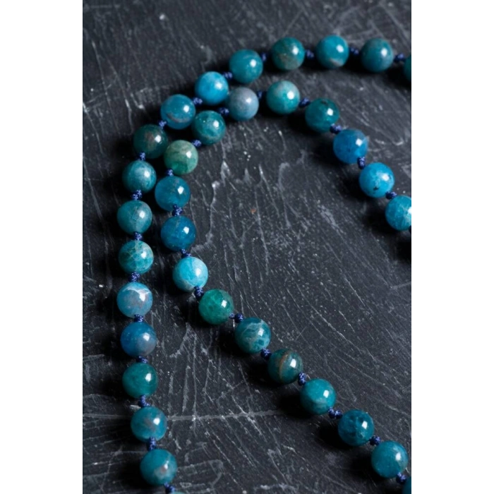 Sertifikalı Apatit Doğal Taş Kolye Tesbih 99luk - 6mm (SK:209)