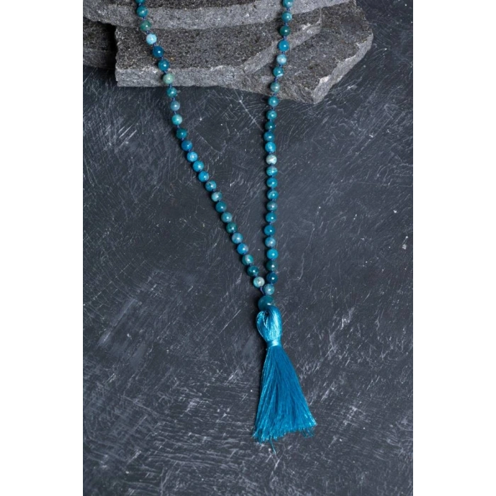 Sertifikalı Apatit Doğal Taş Kolye Tesbih 99luk - 6mm (SK:209)