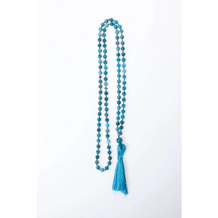 Sertifikalı Apatit Doğal Taş Kolye Tesbih 99luk - 6mm (SK:209)