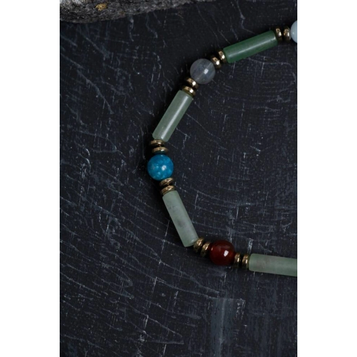 Sertifikalı Apatit, Labradorit ve Aventurin Doğal Taş Bileklik