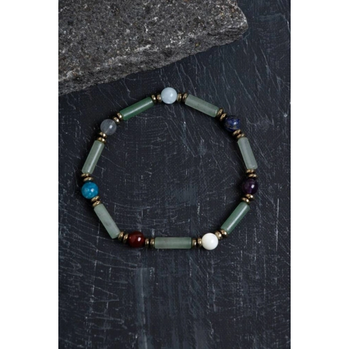 Sertifikalı Apatit, Labradorit ve Aventurin Doğal Taş Bileklik