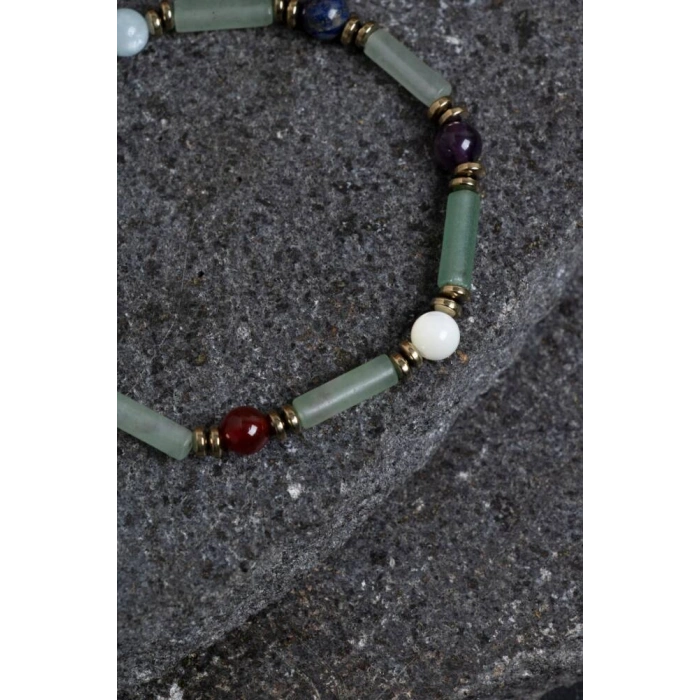 Sertifikalı Apatit, Labradorit ve Aventurin Doğal Taş Bileklik