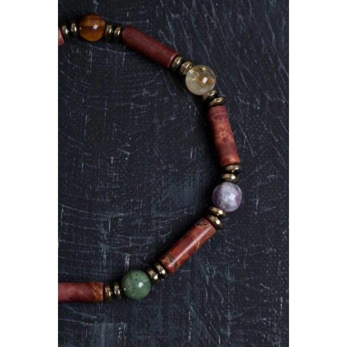 Sertifikalı Apatit, Sitrin ve Jasper Doğal Taş Bileklik