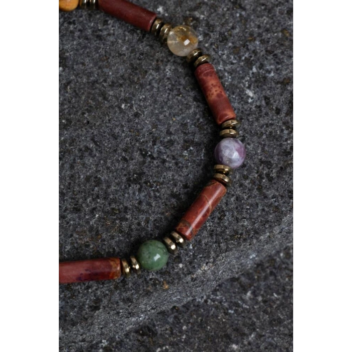 Sertifikalı Apatit, Sitrin ve Jasper Doğal Taş Bileklik