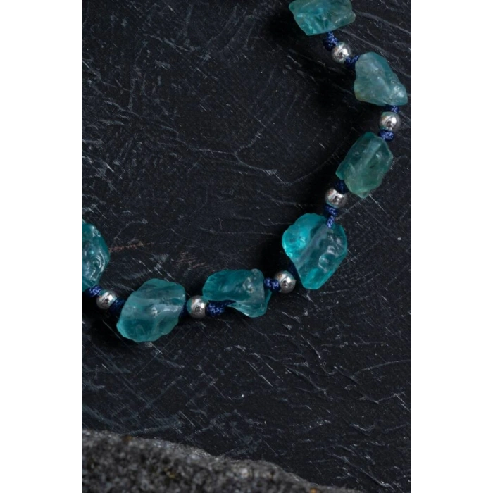 Sertifikalı Apatit ve Hematit Doğal Taş Makrome Bileklik