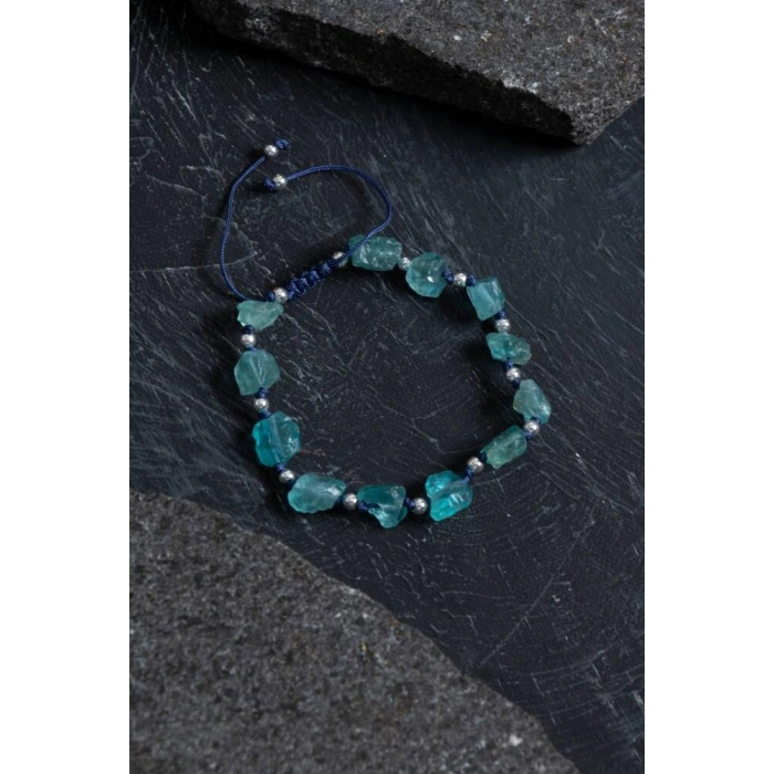 Sertifikalı Apatit ve Hematit Doğal Taş Makrome Bileklik