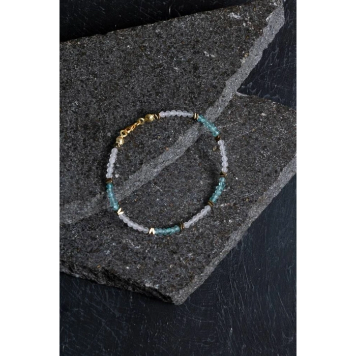 Sertifikalı Apatit ve Pembe Kuvars Doğaltaş Bileklik