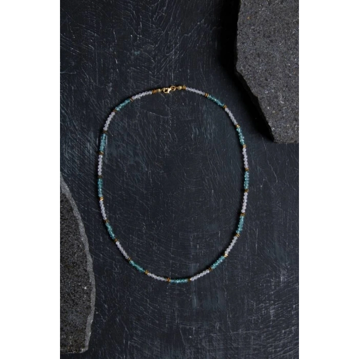 Sertifikalı Apatit ve Pembe Kuvars Doğaltaş Kolye