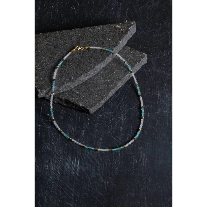 Sertifikalı Apatit ve Pembe Kuvars Doğaltaş Kolye