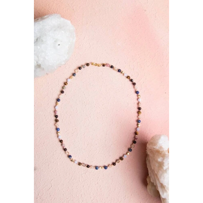 Sertifikalı Aslan Burcu Gümüş Yıldızlı Doğal Taş Kolye