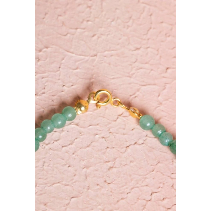 Sertifikalı Aventurin, Güneş Taşı Gümüş Aparatlı Doğal Taş Bileklik (SK:057)