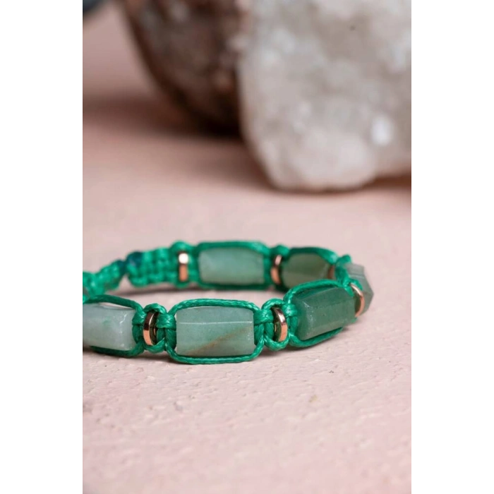 Sertifikalı Aventurin, Hematit Doğal Taş Makrome Bileklik