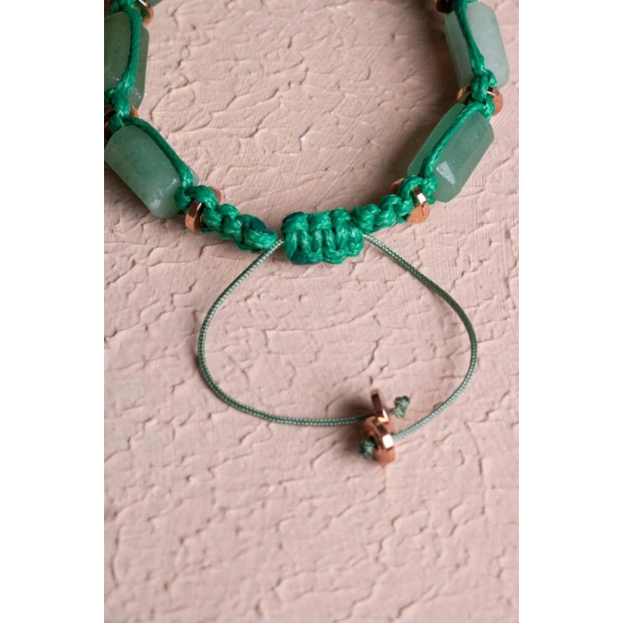 Sertifikalı Aventurin, Hematit Doğal Taş Makrome Bileklik