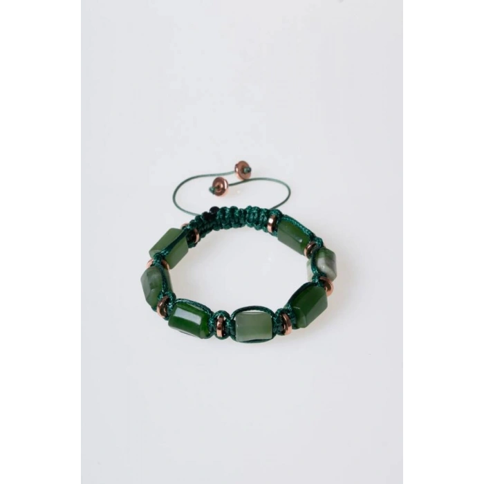 Sertifikalı Aventurin, Hematit Doğal Taş Makrome Bileklik