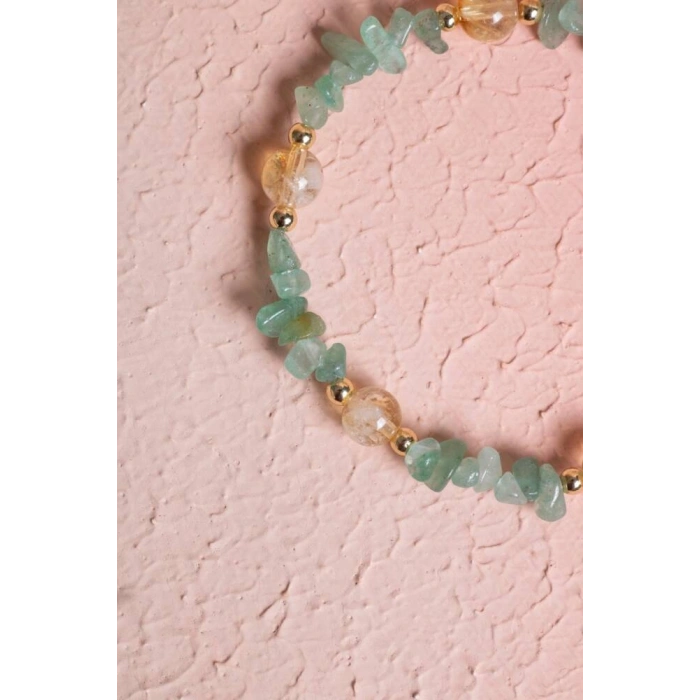 Sertifikalı Aventurin, Sitrin, Hematit Gümüş Doğal Taş Bileklik