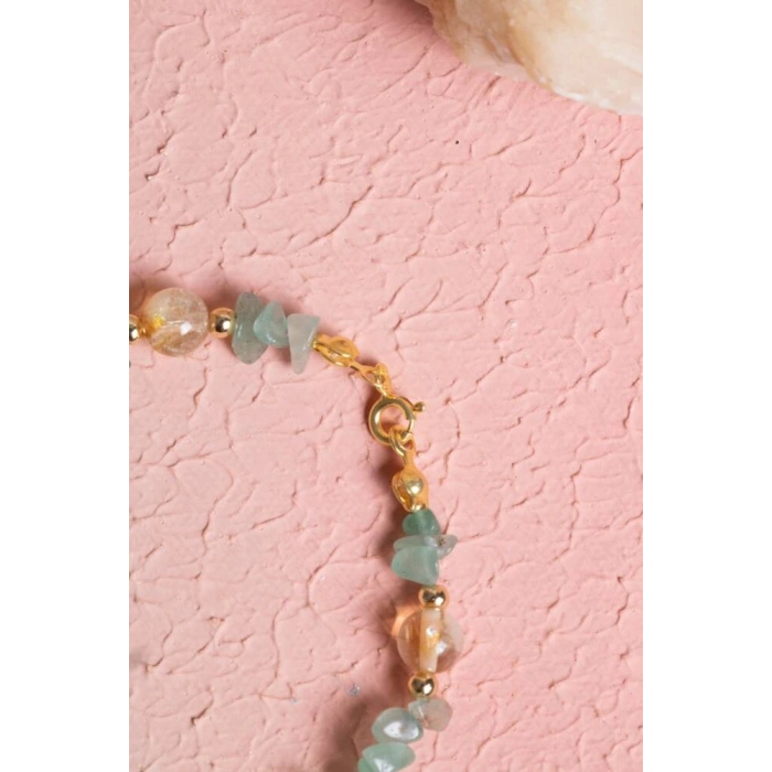 Sertifikalı Aventurin, Sitrin, Hematit Gümüş Doğal Taş Bileklik