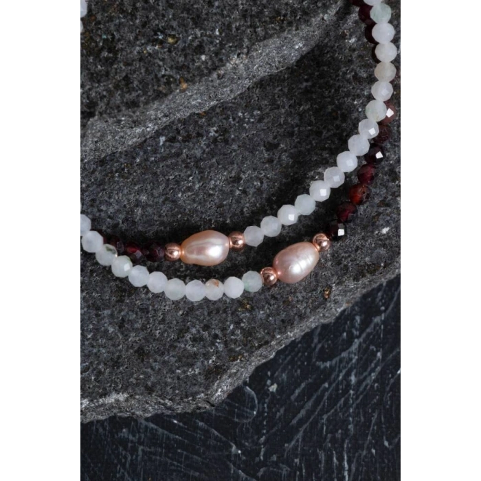 Sertifikalı Ay Taşı, Lal, İnci Doğal Taş Bileklik