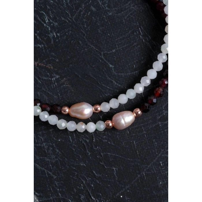 Sertifikalı Ay Taşı, Lal, İnci Doğal Taş Bileklik