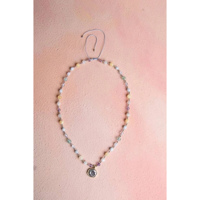 Sertifikalı Balık Burcu Doğal Taş Makrome Kolye