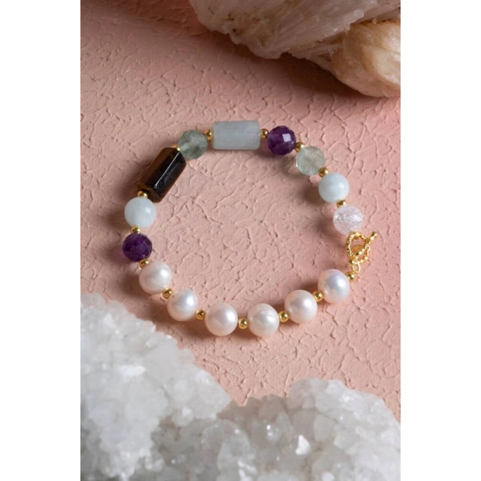 Sertifikalı Balık Burcu Gümüş Kapama Doğal Taş Bileklik (SK:265)