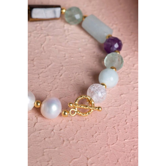 Sertifikalı Balık Burcu Gümüş Kapama Doğal Taş Bileklik (SK:265)