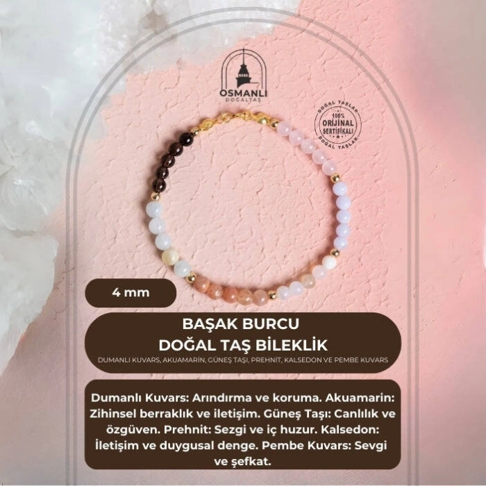 Sertifikalı Başak Burcu Doğal Taş Bileklik