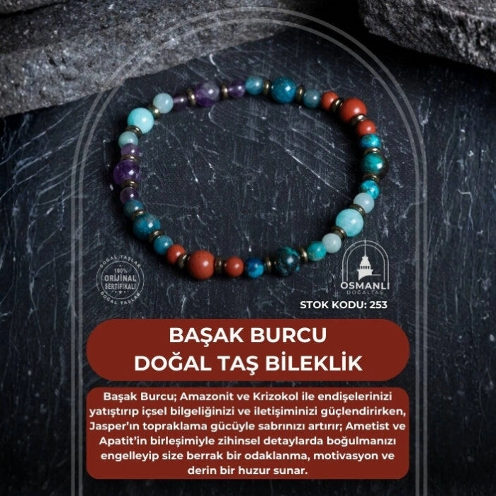 Sertifikalı Başak Burcu Doğal Taş Bileklik (SK:253)